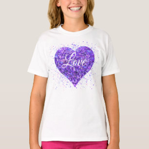 Lila funkelndes Herz, Liebe Glitzer Valentine T-Shirt