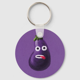 Lila Funny Cartoon Eggplant Schlüsselanhänger