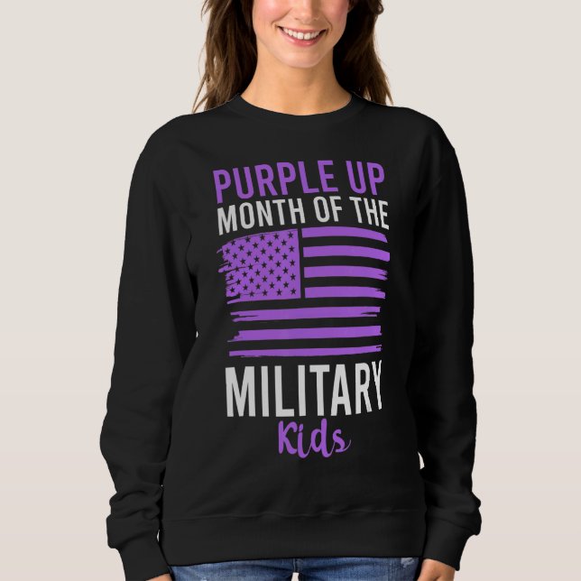 Lila für militärische Kinder Erwachsene Coole Amer Sweatshirt (Vorderseite)