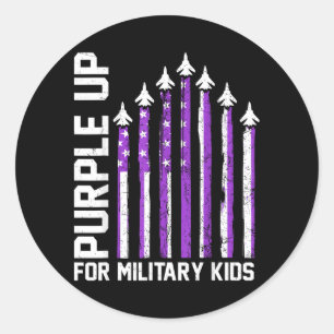 Lila für militärische Kinder Kleinkind Frauen Jung Runder Aufkleber