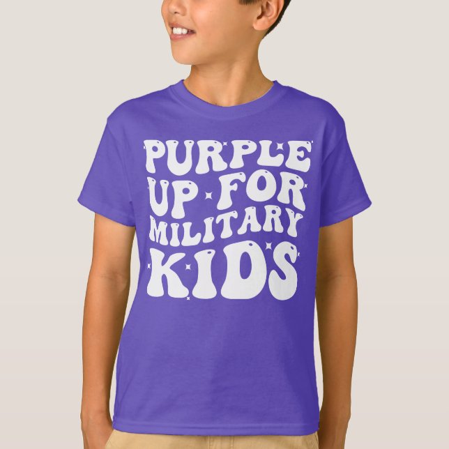 Lila für militärische Kinder T-Shirt (Vorderseite)