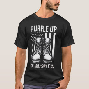 Lila für militärische Kinder USA Amerikanische Fla T-Shirt