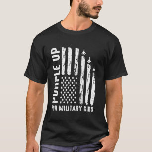 Lila für militärische Kinder USA-Flagge Militär-Ki T-Shirt