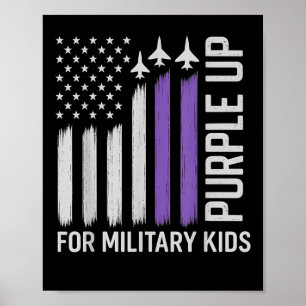 Lila für Militärkids-Fahne der USA Poster