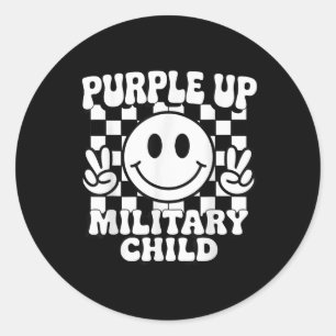 Lila für Militärkinder aus Groovy, Militärkind Runder Aufkleber