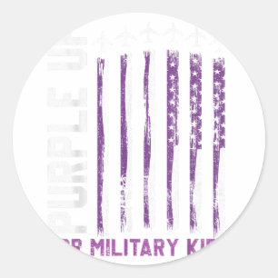 Lila für Militärkinder - Monat U Runder Aufkleber