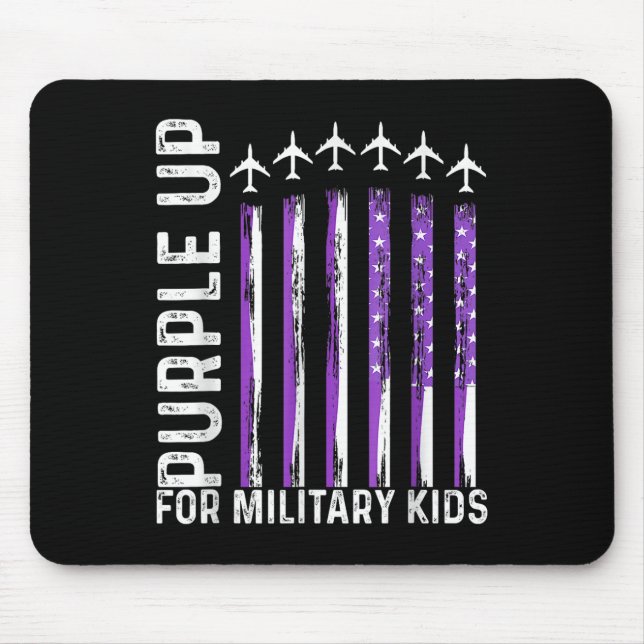 Lila für Militärkinder unter US-Flagge Mousepad (Vorne)