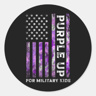 Lila für Militärkinder unter US-Flagge Runder Aufkleber