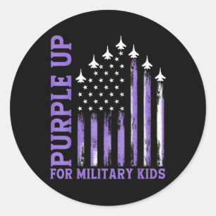 Lila für Militärkinder unter US-Flagge Runder Aufkleber