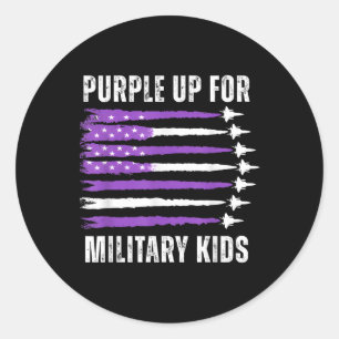 Lila für Militärkinder unter US-Flagge Runder Aufkleber