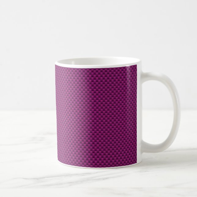 Lila Fushia Carbon Fibre Style Print Kaffeetasse (Rechts)
