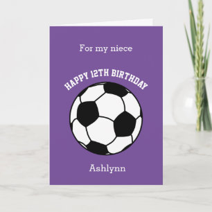 Lila Fußball Glücklicher 12. Geburtstag Nichte Karte