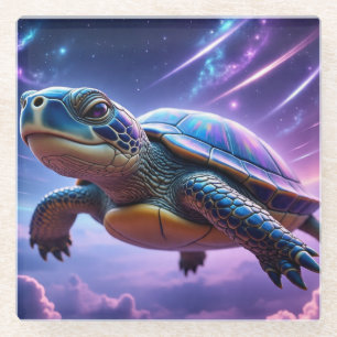 Lila Galaktische Meerschildkröte Glasuntersetzer