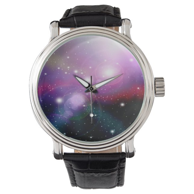 Lila Galaxie Armbanduhr (Vorderseite)