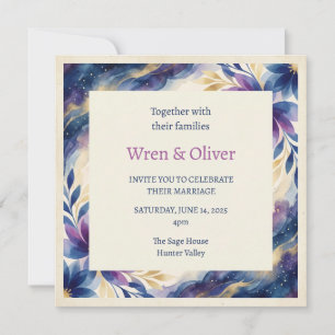 Lila-Galaxie-Botanische-Hochzeitseinladung Celes Einladung