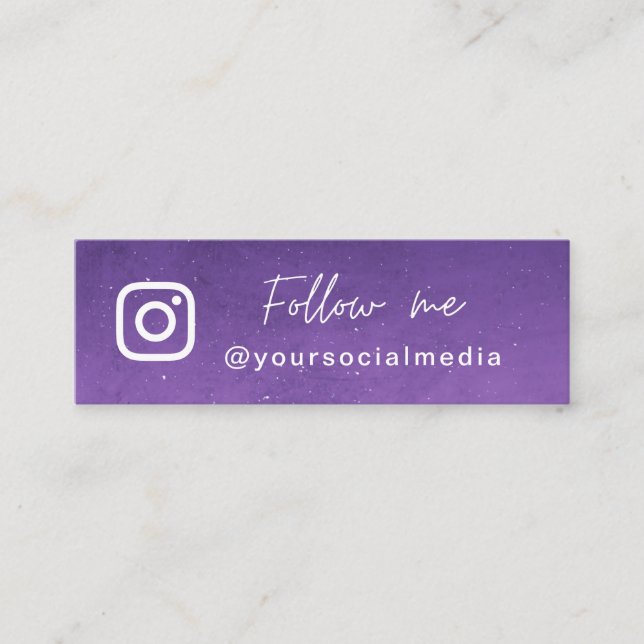 Lila Galaxie Cosmic folgen QR-Code der Social Medi Mini Visitenkarte (Vorderseite)