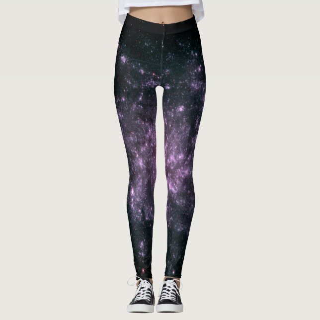 Lila Galaxie-Druck-Leggings Leggings (Vorderseite)