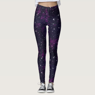 Lila Galaxie Gemusterte Leggings