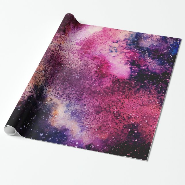 Lila Galaxie Geschenkpapier (Ungerollt)