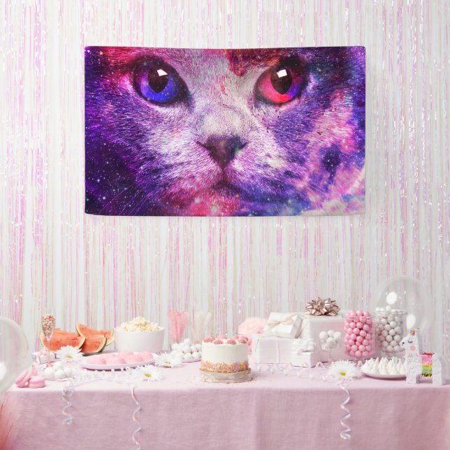 Lila Galaxie-Katze  Banner (Party)