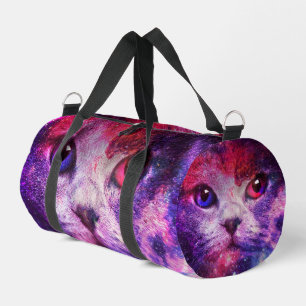Lila Galaxie-Katze Duffle Bag