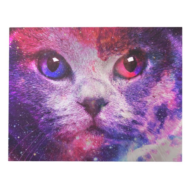 Lila Galaxie Katze  Notizblock (Vorderseite)