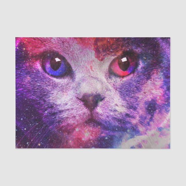Lila Galaxie-Katze  Seidenpapier (Vorderseite)