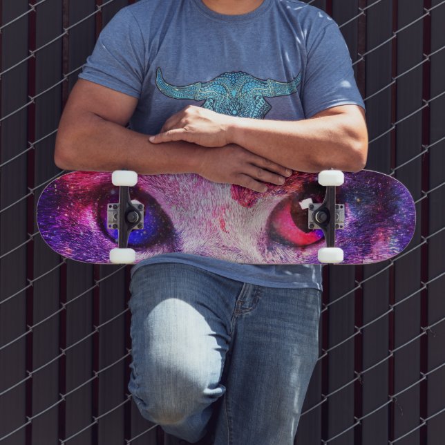 Lila Galaxie-Katze  Skateboard (Außenbereich 3)