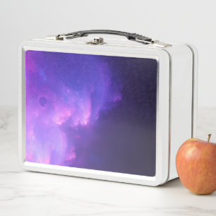 lila Galaxie Metall Brotdose