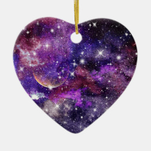 Lila-Galaxie Milchstraße mit Planet Keramik Ornament