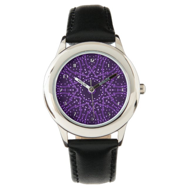 Lila Galaxiestars Wrist Watch Armbanduhr (Vorderseite)