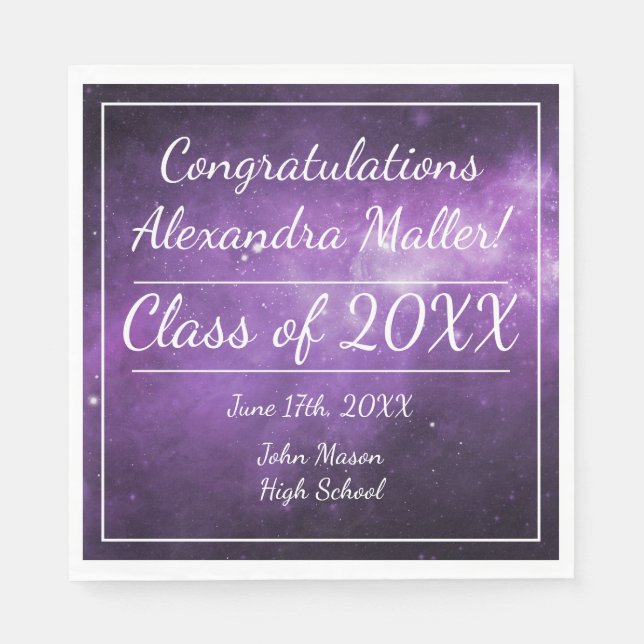Lila Galaxy Abschluss Papier Napkins Serviette (Vorderseite)