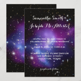 Lila Galaxy Cluster Planetarium Hochzeit Einladung
