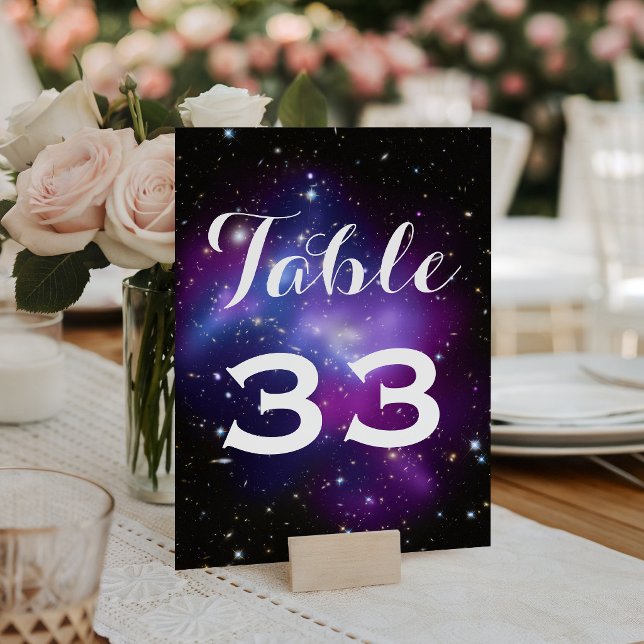 Lila Galaxy Cluster Planetarium Hochzeit Tischnummer (Purple Galaxy Cluster Planetarium Wedding Table Number)