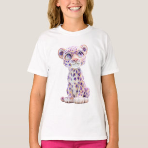 Lila Galaxy Gepunktetes Gepardenjunges Kinder T-Shirt