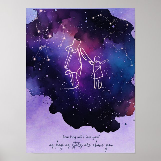 Lila Galaxy Kinderzimmer Poster (Vorne)