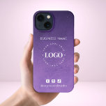 Lila Galaxy Ombre Business-Logos und Social Media iPhone 13 Hülle<br><div class="desc">Werben Sie Ihre Marke mit diesem lila galaxy ombre iPhone Gehäuse, das für Ihr individuelles Firmenlogo, bearbeitbaren Text und Social Media Icons entworfen wurde. Dieses kosmische Design eignet sich ideal für Werbung, Netzwerke oder Gaben und verbindet ein modernes Ambiente mit einem kühlen visuelle. Fügen Sie hier einfach Ihr Logo hinzu...</div>