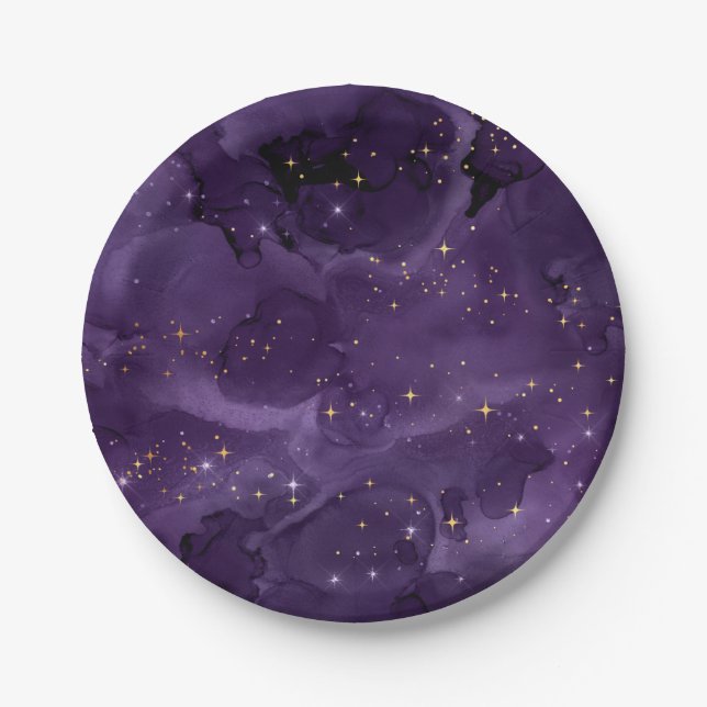 Lila Galaxy-Serien-Design 8 Pappteller (Vorderseite)