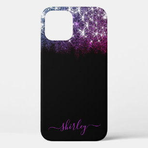 Lila Galaxy Stars Name Driving Glitzer Regen Case-Mate iPhone Hülle