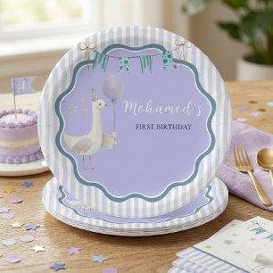 Lila Gans Erster Geburtstag Personalisierte Kinder Pappteller