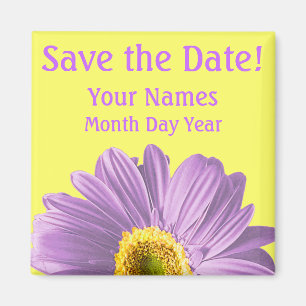 Lila Gänseblümchen-Blumen-Save the Date Gewohnhe Magnet