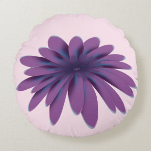 Lila Gänseblümchen-Blumenillustration Florale Bo Rundes Kissen