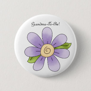 Lila Gänseblümchen-Cartoon-Großmutter-Knopf Button