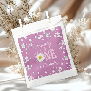 Lila Gänseblümchen Wilde Eins 1. Geburtstag Geschenktütchen