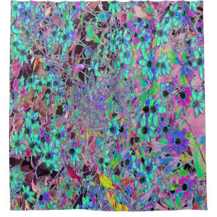 Lila Garten mit Psychedelic Aquamarine-Blume Duschvorhang