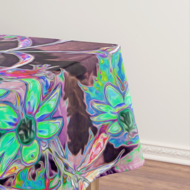 Lila Garten mit Psychedelic Aquamarine-Blume Tischdecke (Beispiel)