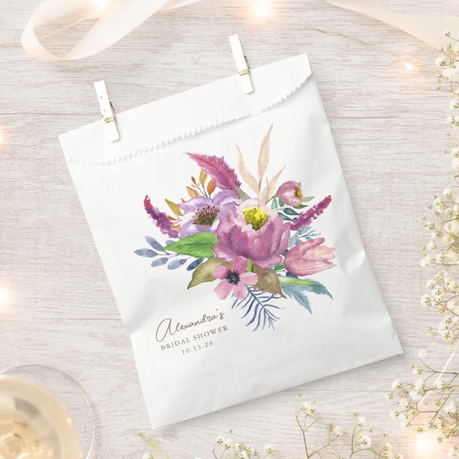 Lila Gartenflorale Minimalistische Dusche Geschenktütchen (Ausgeschnitten)