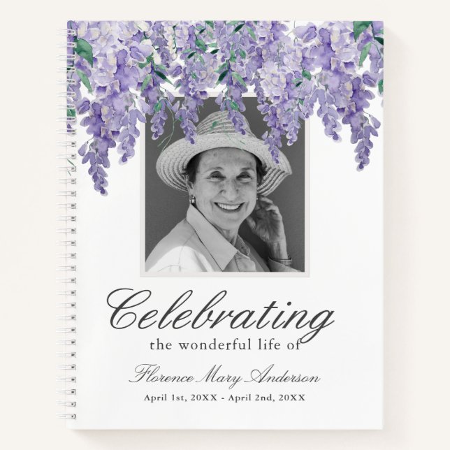 Lila Gästebuch der Wisteria Memorial Notizbuch (Vorderseite)