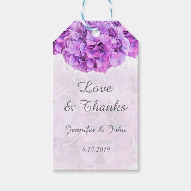 Lila Gastgeschenk Hochzeit-Markierung Geschenkanhänger (Vorderseite)