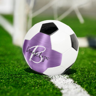 Lila gebürstetes Schwarz-weißes Script Monogram Fußball